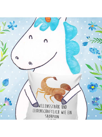 Mr. & Mrs. Panda Kissen 40x40 Sternzeichen Skorpion mit Spruch in Weiß