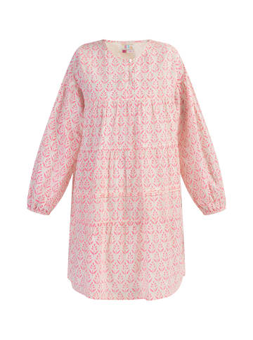 IZIA Damen Midikleid Mit Allover-Print in Neon Pink