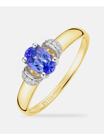 Diamant L'éternel Ring, mit Tansanit, 375 Gelbgold