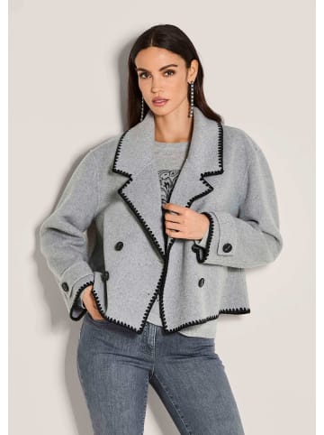 MADELEINE Elegante Wolljacke mit Reverskragen in steingrau / schwarz