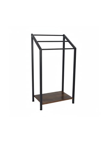 relaxdays Handtuchständer in Schwarz/ Braun - (B)43 x (H)80 x (T)28 cm