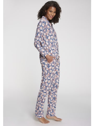 Vivance Active Pyjamahose in blau-rosa-geblümt