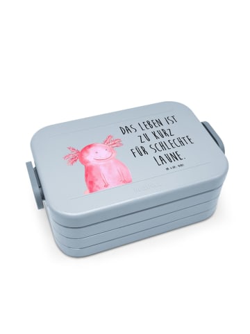 Mr. & Mrs. Panda Lunchbox Axolotl Glücklich Motiv mit Spruch in Blau Pastell