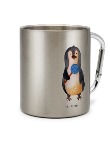 Mr. & Mrs. Panda Karabiner Becher Pinguin Lolli ohne Spruch in Silber