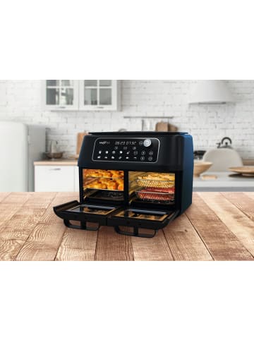 MAXXMEE Heißluft-Fritteuse Doppelkammer 11l 2400W schwarz mit Glastüren Schwarz
