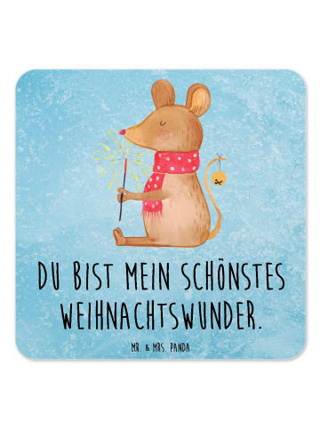 Mr. & Mrs. Panda Tassenuntersetzer Maus Weihnachten mit Spruch in Eisblau