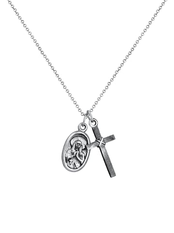 KUZZOI Halskette 925 Sterling Silber Kreuz, Marienbild in Silber