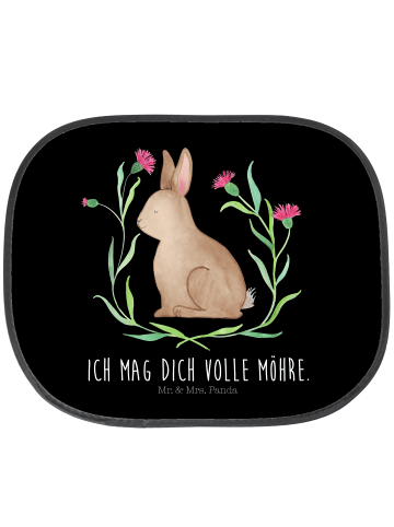 Mr. & Mrs. Panda Sonnenschutz Autoscheibe Hase Sitzen mit Spruch in Schwarz