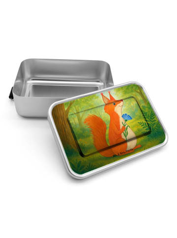 Mr. & Mrs. Panda Brotbox Eichhörnchen Blume Design ohne Spruch in Weiß