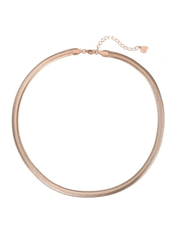 Hey Happiness Vergold. Halskette Schlangenkette Breit Edelstahl in Rosegold - (L) 42-47 cm