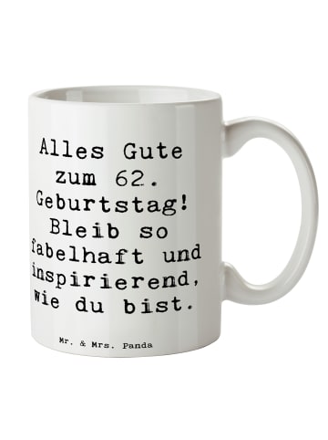 Mr. & Mrs. Panda Becher Spruch 62. Geburtstag Freude mit Spruch in Weiß