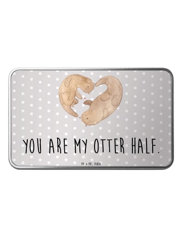 Mr. & Mrs. Panda Erinnerungsbox Otter Herz mit Spruch in Grau Pastell
