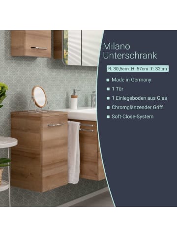 Fackelmann Unterschrank MILANO in hellbraun-30,2(B)x56,6(H)x32(T)cm