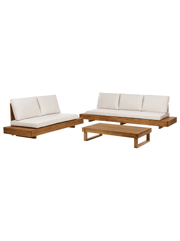 Beliani 3-tlg Gartensofa MARETTIMO in Braun/Weiß