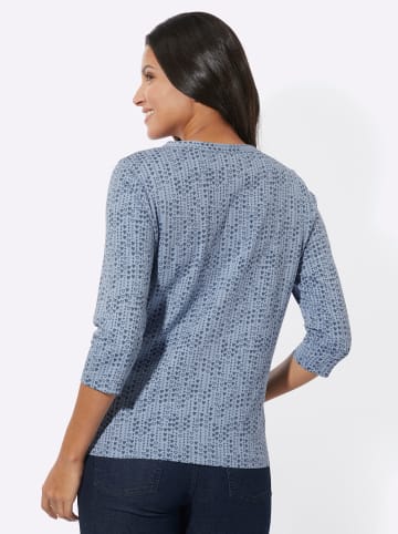 Sieh an! 3/4-Arm-Shirt in bleu-rauchblau-bedruckt