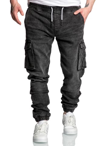 Amaci&Sons Sweathose im Denim Look ALSIP in Schwarz