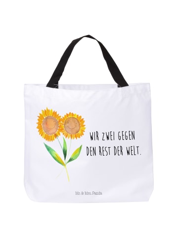 Mr. & Mrs. Panda Shopper Blume Sonnenblume mit Spruch in Weiß