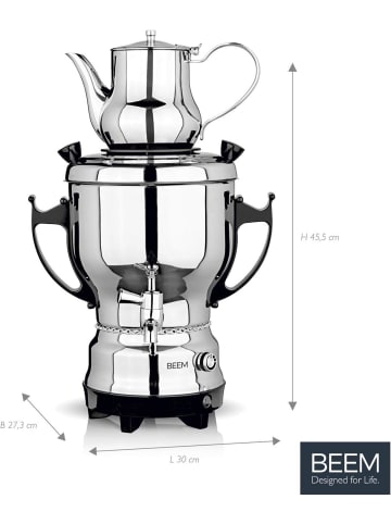 BEEM TEA-CLASSIC Samowar 3L Edelstahl Schwarz| mit 1 L Teekanne