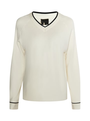 DreiMaster Klassik Damen Strickpullover in Wollweiss Schwarz