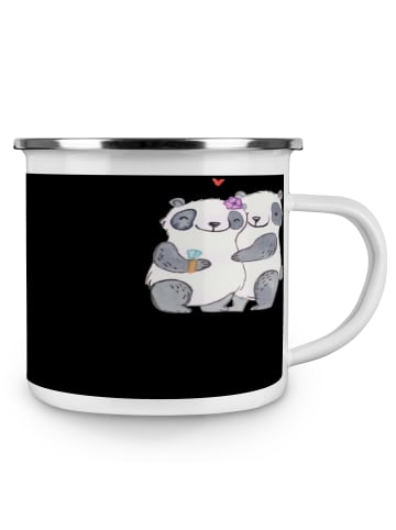 Mr. & Mrs. Panda Haferl Liebe Flitterwochen mit Spruch in Schwarz