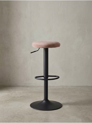 KADIMA DESIGN Barhocker | Höhenverstellbar 58-79cm, Eisen, Samt in Rosa