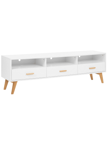 Beliani TV-Schrank LIBERTY in Weiß/Braun - (W) 180 x (H) 55 x (L) 40 cm