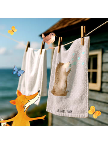 Mr. & Mrs. Panda Handtuch Bär Seifenblasen ohne Spruch in Grau Pastell