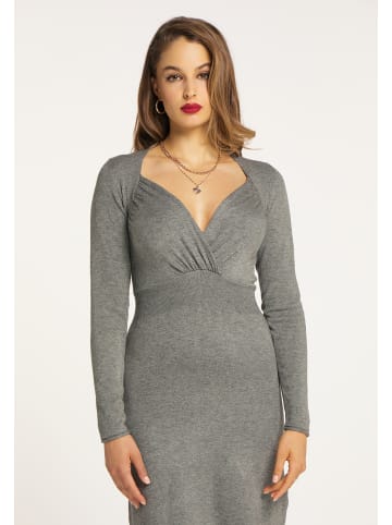 faina Damen Strickkleid in Grau Melange