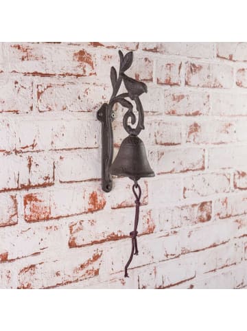 AltoBelli Glocke UCCELLO Metall Antik Rost Braun 23x11 cm