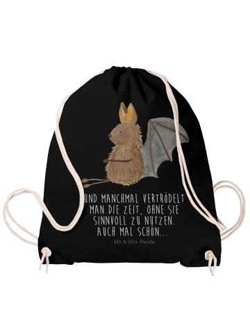 Mr. & Mrs. Panda Gymtasche Fledermaus Sitzen mit Spruch in Schwarz