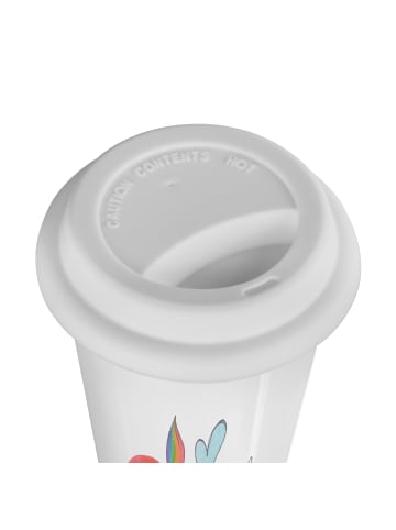 Mr. & Mrs. Panda To Go Becher Einhorn Fliegendes Pferd mit Spruch in Weiß