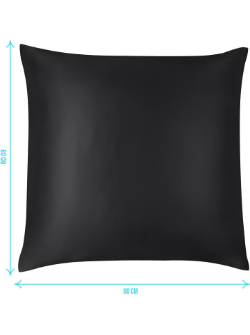 Aspero 2x Seiden Kissenbezüge 80x80 cm Enna in Schwarz