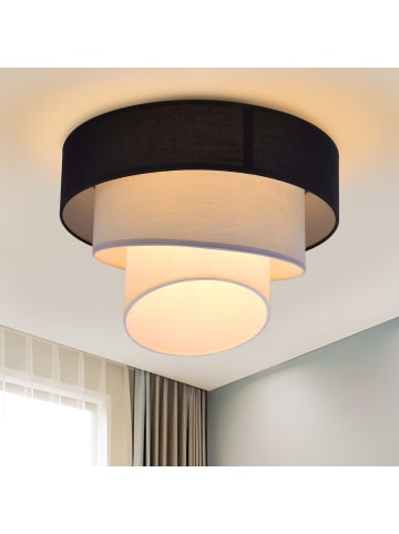 ZMH Deckenleuchte in Schwarz 1-flammige E27 Stoffschirm Ø40cm Modern