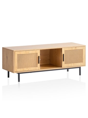 KADIMA DESIGN Lowboard Eiche-Dekor mit Wiener Geflecht 120x45,5x40 cm TV-Kommode