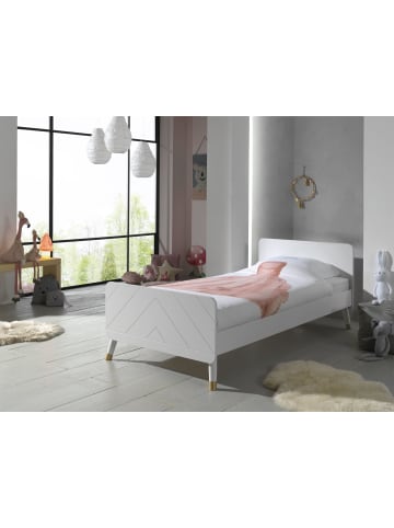 58 aufm Kessel EINZELBETT Kamillah 204x74x95 aus MDF in Satin Weiß