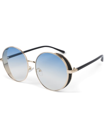 styleBREAKER Runde Sonnebrille in Gold / Blau Verlauf