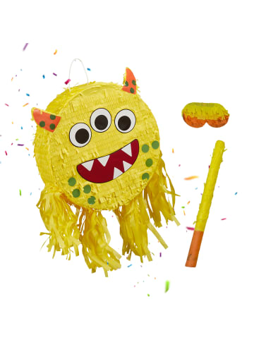 relaxdays 3-tlg. Pinata Set "Monster" in Gelb