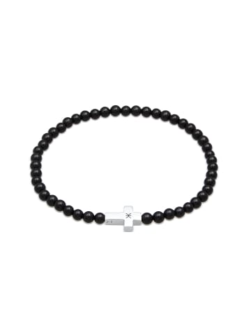 KUZZOI Armband 925 Sterling Silber Kreuz in Schwarz