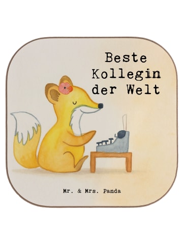 Mr. & Mrs. Panda Holzuntersetzer Fuchs Beste Kollegin der Welt D... in Weiß