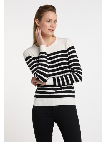 DreiMaster Damen Strickpullover in Wollweiss Schwarz