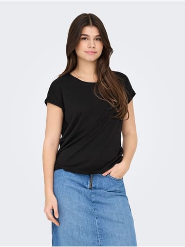 ONLY 2er-SET Modisches Rundhals T-Shirt mit Glitzer Naht in Schwarz