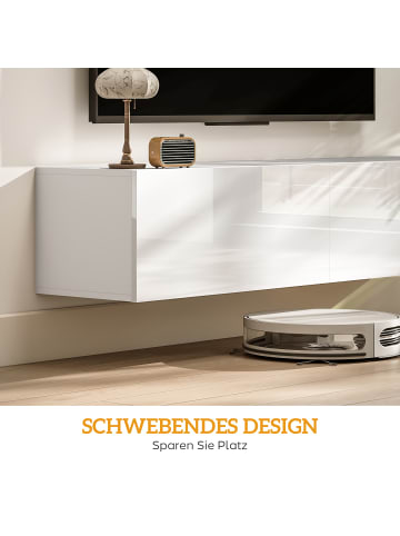HOMCOM TV Schrank-140L x 33B x 29,8H cm-Weiß