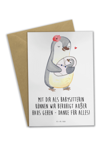 Mr. & Mrs. Panda Grußkarte Babysitter Dank mit Spruch in Weiß