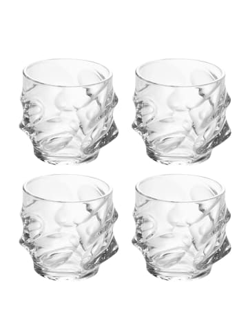 Intirilife Whiskey Kristallglas in 4x in Kristall Klar "SCULPTURED"