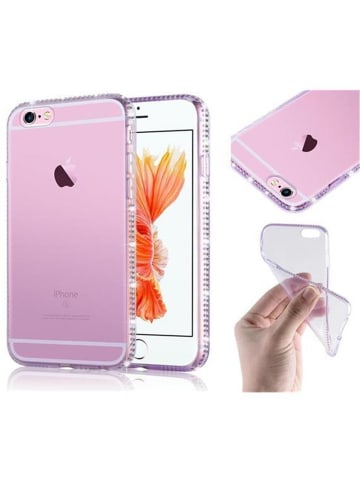 cadorabo Hülle für Apple iPhone 6 / 6S Strass Design in TRANSPARENT LILA