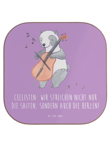 Mr. & Mrs. Panda Untersetzer Glas Zeichenllo Herz mit Spruch in Lavendeltraum