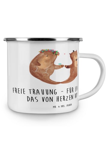 Mr. & Mrs. Panda Kaffeebecher Freie Trauung Jawort mit Spruch in Weiß