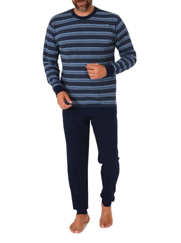 NORMANN langarm Schlafanzug Bündchen Pyjama Streifen - 88055 in marine1