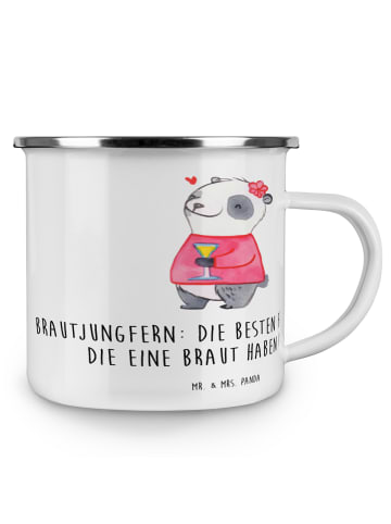 Mr. & Mrs. Panda Emaille Becher Beste Brautjungfern mit Spruch in Transparent