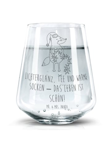 Mr. & Mrs. Panda Trinkglas Fuchs Weihnachten mit Spruch in Transparent